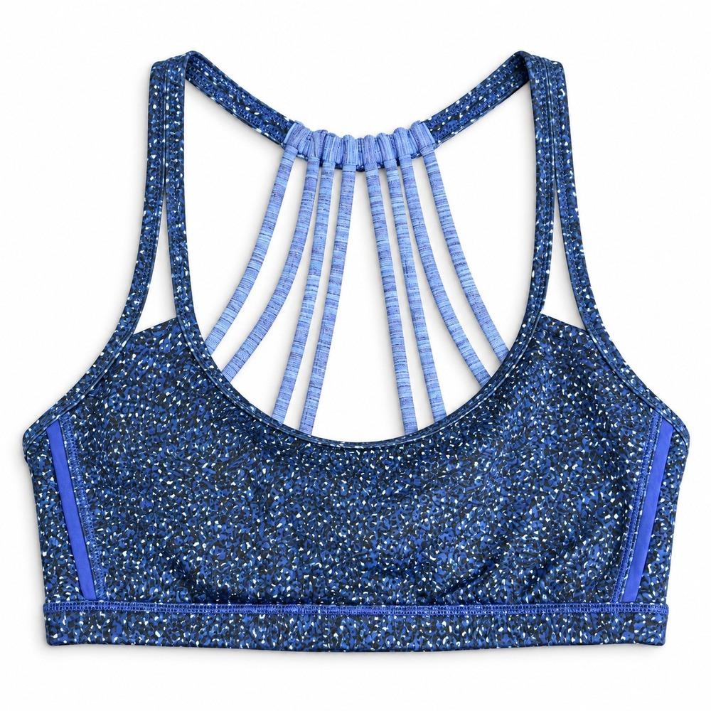 Lululemon Free To Be Wild Sports Bra Womens 8 Blue‎ Print Strappy Back